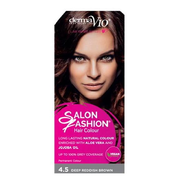 Derma V10 Salon Fashion Permanent Hair Colour 4.5 Reddish Brown