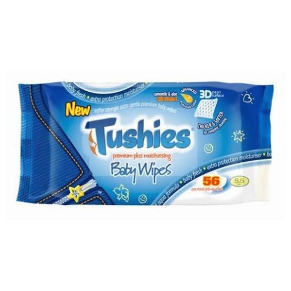 Tushies Baby Wipes Premium Plus Moisturising 56 Wipes