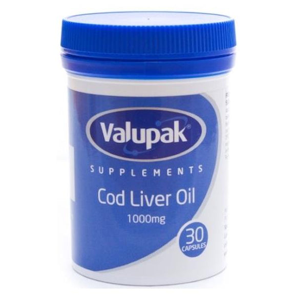 Valupak Supplements Cod Liver Oil 1000mg 30 Capsules
