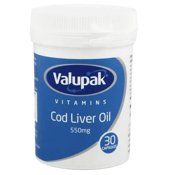 Valupak Supplements Cod Liver Oil 550mg 30 Capsules