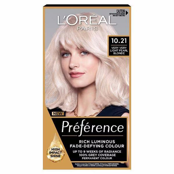 L'Oreal Preference Permanent Colour 10.21 Stockholm Very Very Light Pearl Blonde