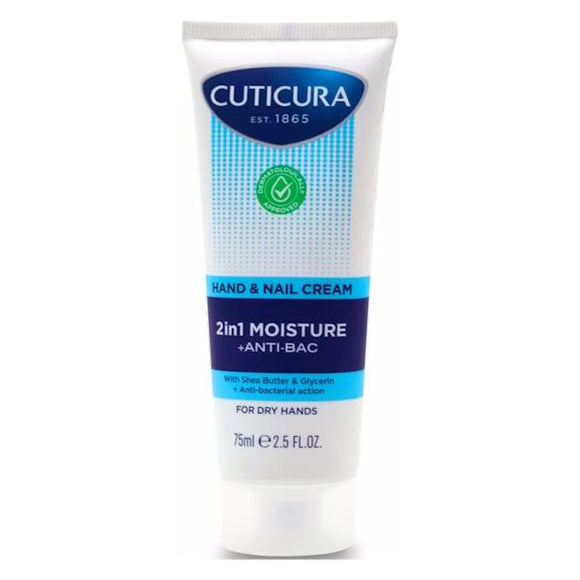 Cuticura 2in1 Moisture + Anti Bac Hand & Nail Cream 75ml
