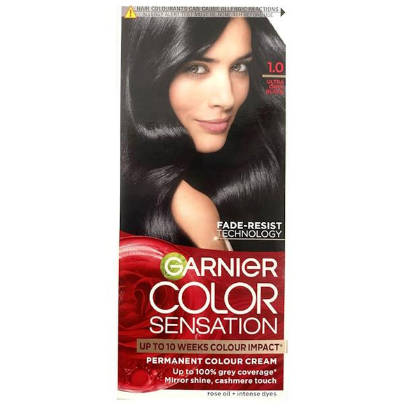 Garnier Color Sensation Permanent Colour Cream 1.0 Ultra Onyx Black