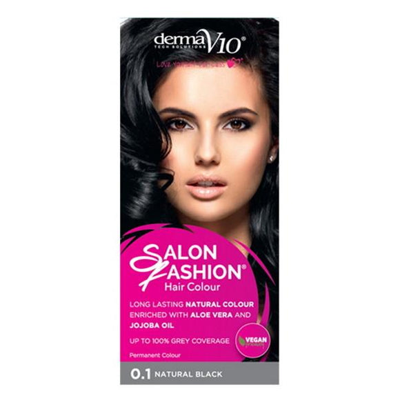 Derma V10 Salon Fashion Permanent Hair Colour 0.1 Natural Black