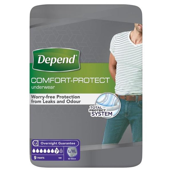Depend Comfort Protect Underwear For Men L/XL 9 Pants