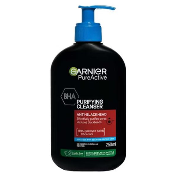 Garnier Pure Active Purifying Charcoal Anti-Blackhead Cleanser 250ml