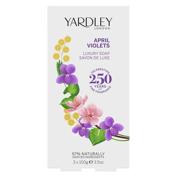 Yardley April Violets Luxury Soap 3 x 100g Bars