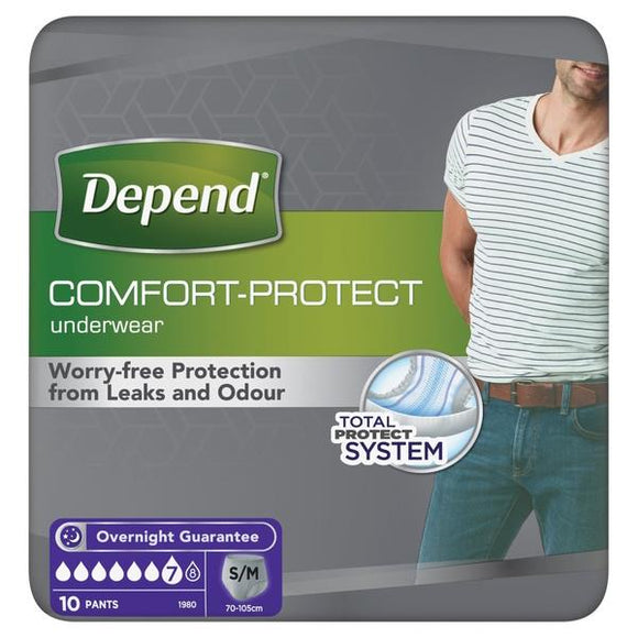 Depend Comfort Protect Underwear For Men S/M 10 Pants