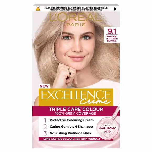 L'Oreal Excellence Creme Triple Care Colour 9.1 Natural Light Ash Blonde