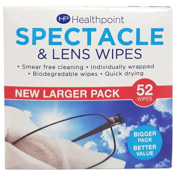 Healthpoint Spectacle & Lens Wipes 52 Wipes
