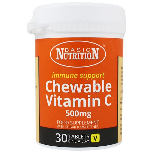 Basic Nutrition Immune Support Chewable Vitamin C 500mg 30 Tablets
