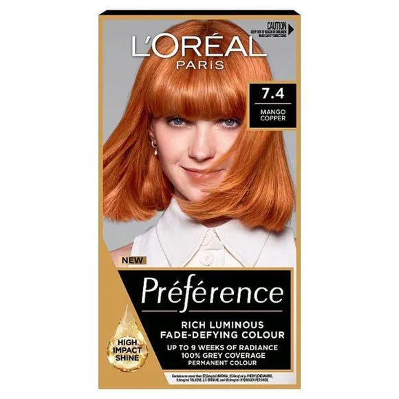 L'Oreal Preference Permanent Colour 7.4 Dublin Mango Copper