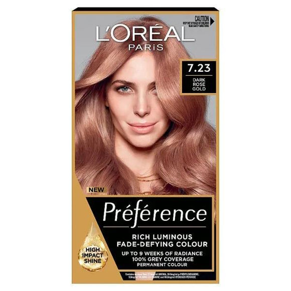 L'Oreal Preference Permanent Colour 7.23 Bali Dark Rose Gold