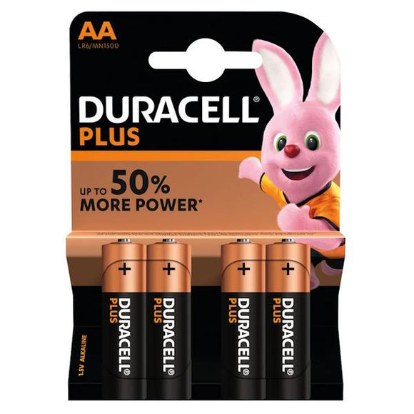 Duracell Plus Alkaline Batteries AA 4 Pack