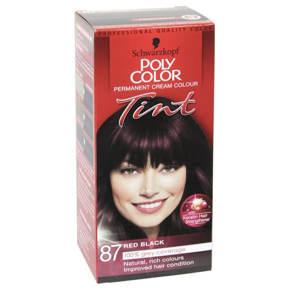 Schwarzkopf Poly Color Tint Permanent Cream Colour 87 Red Black