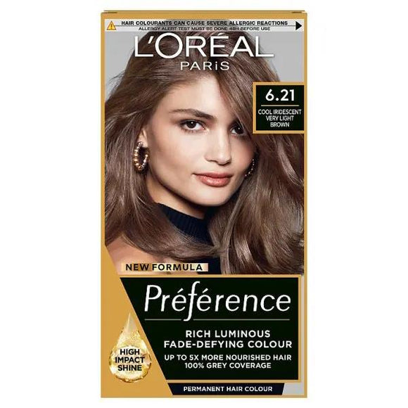 L'Oreal Preference Permanent Colour 6.21 Zurich Cool Iridescent Very Light Brown