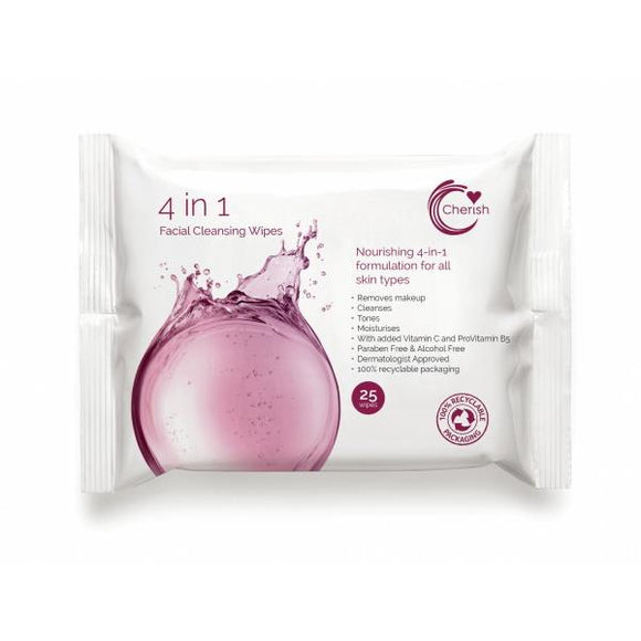 Cherish 4in1 Facial Cleansing Wipes 25 Wipes