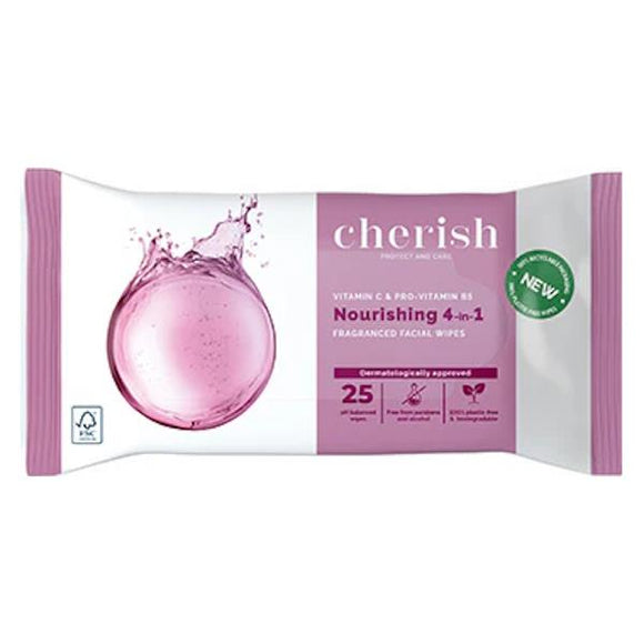 Cherish Nourishing 4in1 Fragranced Facial Wipes 25 Wipes