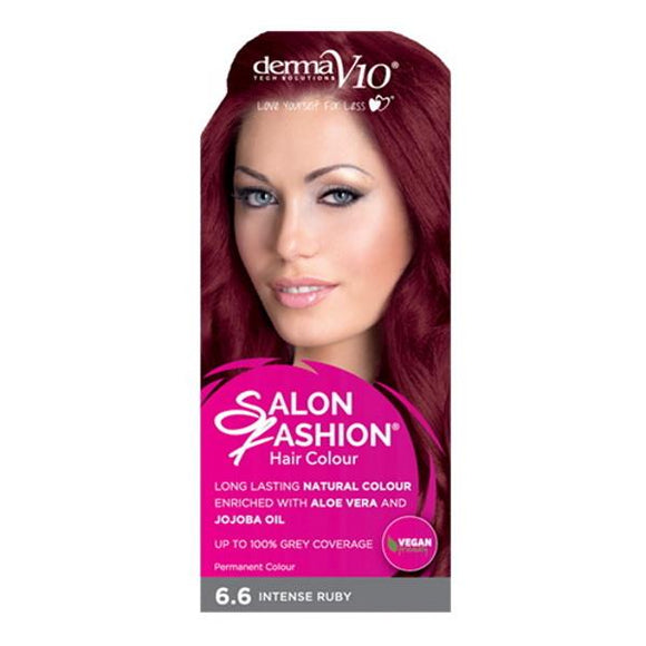 Derma V10 Salon Fashion Permanent Hair Colour 6.6 Intense Ruby
