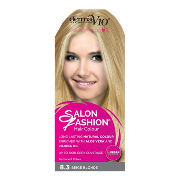Derma V10 Salon Fashion Permanent Hair Colour 8.3 Beige Blonde