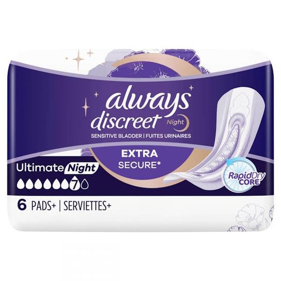 Always Discreet Sensitive Bladder Ultimate Night 6 Pads