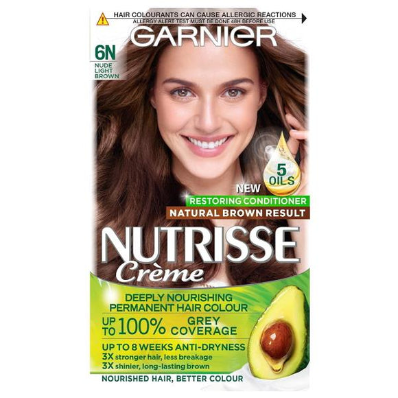 Garnier Nutrisse Creme Permanent Colour 6N Nude Light Brown