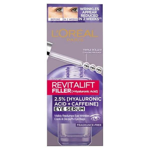L'Oreal Revitalift Filler 2.5% Hyaluronic Acid + Caffeine Eye Serum 20ml