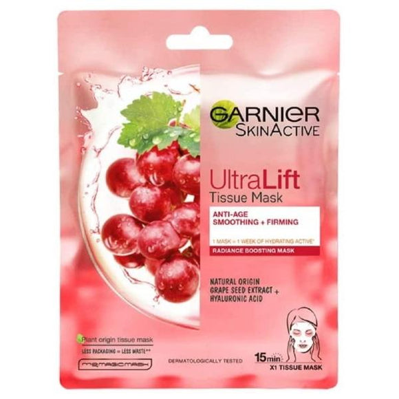 Garnier Skin Active Ultra Lift Tissue Mask Grape Seed Extract + Hyaluronic Acid