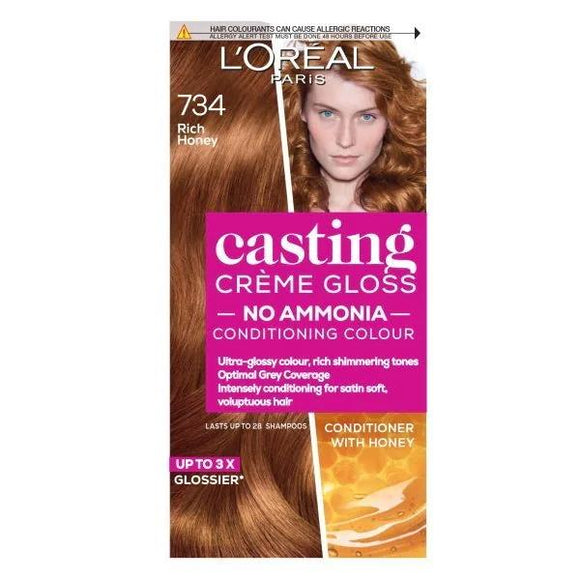 L'Oreal Casting Creme Gloss Semi-Permanent Hair Colour 734 Rich Honey
