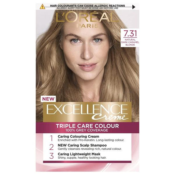 L'Oreal Excellence Creme Triple Care Colour 7.31 Natural Dark Caramel Blonde