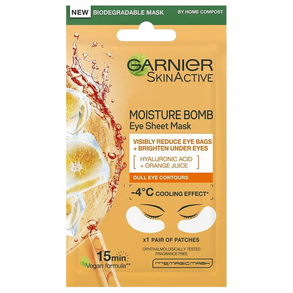 Garnier Skin Active Moisture Bomb Eye Sheet Mask Hyaluronic Acid + Orange Juice
