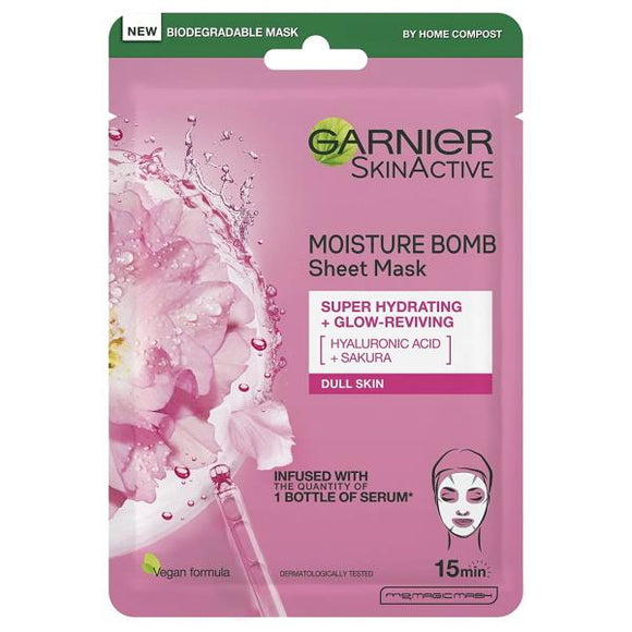 Garnier Skin Active Moisture Bomb Sheet Mask Hyaluronic Acid + Sakura