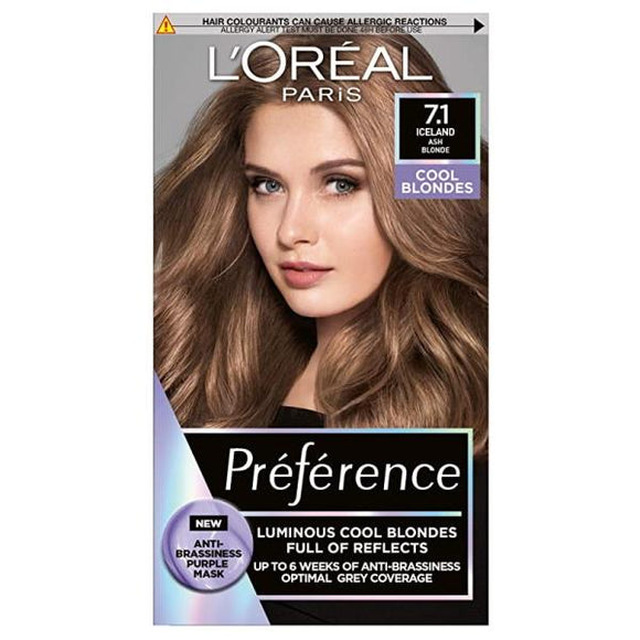 L'Oreal Preference Permanent Colour 7.1 Iceland Ash Blonde