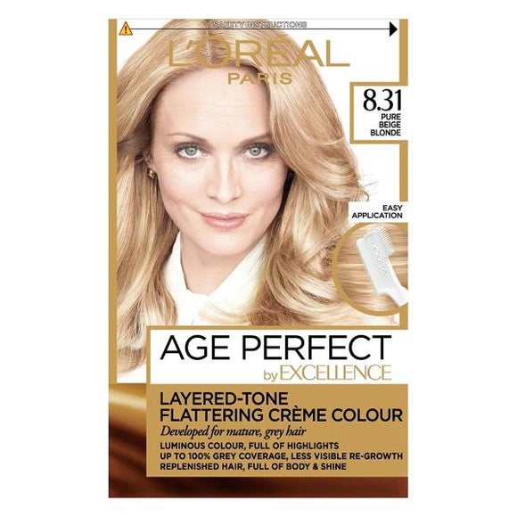 L'Oreal Age Perfect Permanent Creme Colour 8.31 Pure Beige Blonde