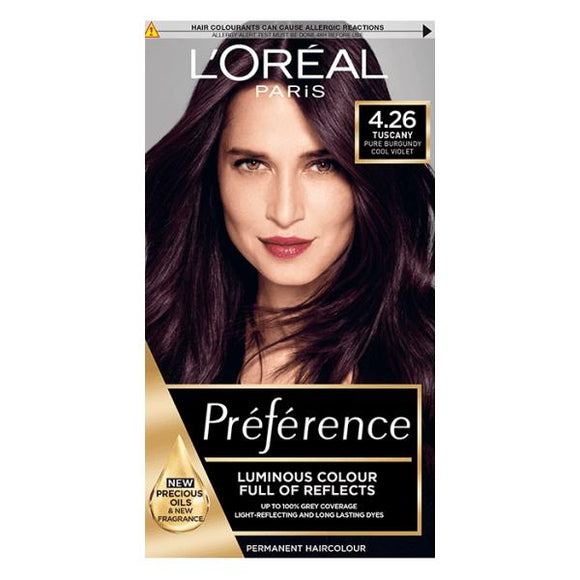 L'Oreal Preference Permanent Colour 4.26 Tuscany Pure Burgundy Cool Violet