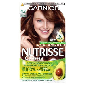 Garnier Nutrisse Creme Permanent Colour 4.3 Dark Golden Brown