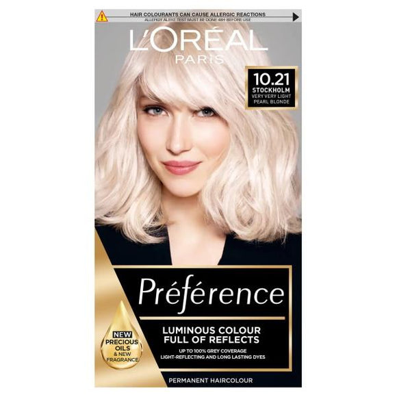 L'Oreal Preference Permanent Colour 10.21 Stockholm Very Very Light Pearl Blonde