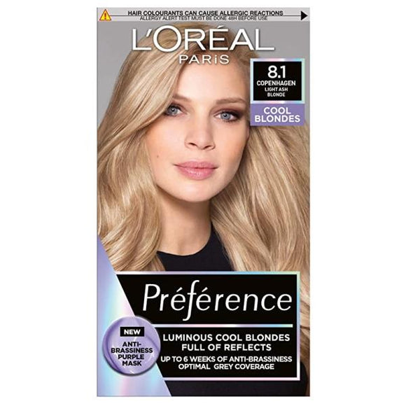 L'Oreal Preference Permanent Colour 8.1 Copenhagen Light Ash Blonde