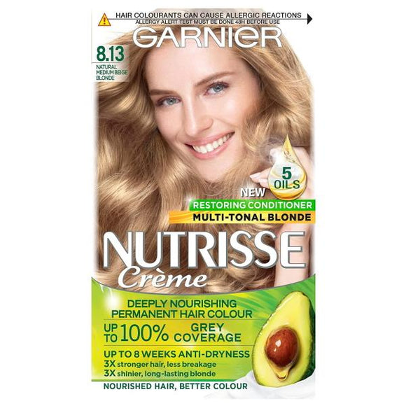 Garnier Nutrisse Creme Permanent Colour 8.13 Natural Medium Beige Blonde