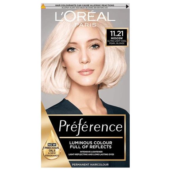 L'Oreal Preference Permanent Colour 11.21 Moscow Ultra-Light Cool Pearl Blonde